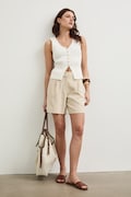 Lněné kraťasy dámské béžová barva RW25-SZD101