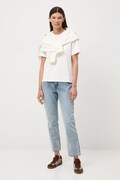 T-shirt bawełniany damski interlock gładki kolor beżowy RW25-TSD041