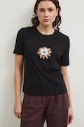 Bavlněné tričko dámské s elastanem, interlock černá barva RW25-TSD102
