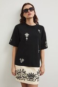 T-shirt bawełniany damski z elastanem interlock kolor czarny RW25-TSD106