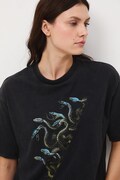 T-shirt bawełniany damski z nadrukiem kolor szary RW25-TSD305