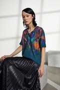 T-shirt bawełniany damski z elastanem z kolekcji Tajemniczy Świat Medicine kolor zielony RW25-TSD551