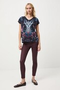 T-shirt bawełniany damski wzorzysty kolor czarny RW25-TSD702