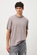 T-shirt bawełniany męski z efektem sprania kolor szary RW25-TSM041
