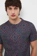 T-shirt bawełniany męski wzorzysty kolor bordowy RW25-TSM071