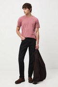 T-shirt bawełniany męski z elastanem z drobnym wzorem kolor pomarańczowy RW25-TSM074