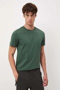 T-shirt bawełniany męski z elastanem z drobnym wzorem kolor zielony RW25-TSM074