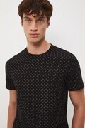 T-shirt bawełniany męski z elastanem z drobnym wzorem kolor czarny RW25-TSM074