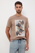 Medicine tricou din bumbac culoarea maro, cu imprimeu