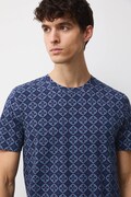 Bavlněné tričko pánské s elastanem, se vzorem tmavomodrá barva RW25-TSMC02