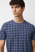 Bavlněné tričko pánské s elastanem, se vzorem tmavomodrá barva RW25-TSMC02