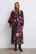 Bluzka damska z wiskozą w kwiaty czarna RW26-BDD503