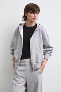 Mikina na zips s kapucňou dámska s bavlnou z melanžového materiálu sivá RW26-BLD031