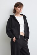 Bluza rozpinana z kapturem damska z bawełną gładka czarna RW26-BLD031