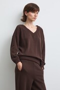 Bluza damska z bawełną gładka brązowa RW26-BLD032