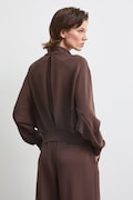 Bluza rozpinana damska z modalem gładka brązowa RW26-BLD401