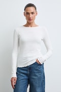 Longsleeve damski bawełniany z elastanem gładki beżowy RW26-BUD031