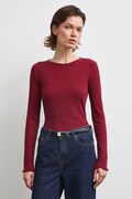 Longsleeve damski bawełniany z elastanem gładki bordowy RW26-BUD031