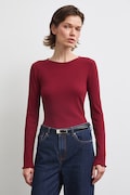 Longsleeve damski bawełniany z elastanem gładki bordowy RW26-BUD031