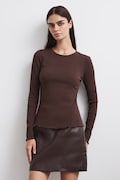 Medicine longsleeve pentru femei din bumbac cu elastan maro