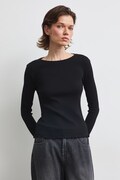 Longsleeve damski bawełniany z elastanem gładki czarny RW26-BUD031