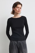 Longsleeve damski bawełniany z elastanem gładki czarny RW26-BUD031