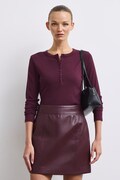 Longsleeve damski bawełniany z elastanem w prążki bordowy RW26-BUD053