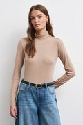 Medicine longsleeve damski z dodatkiem wełny beżowy