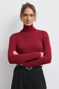 Medicine longsleeve damski z dodatkiem wełny bordowy