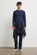 Longsleeve męski bawełniany z elastanem gładki granatowy RW26-BUM030