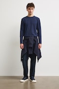 Longsleeve męski bawełniany z elastanem gładki granatowy RW26-BUM030