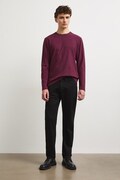 Longsleeve męski bawełniany z elastanem gładki bordowy RW26-BUM030