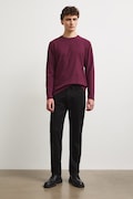Longsleeve męski bawełniany z elastanem gładki bordowy RW26-BUM030