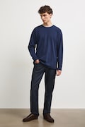 Medicine longsleeve męski bawełniany granatowy