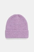 Czapka beanie damska z dodatkiem wełny fioletowa RW26-CDD080