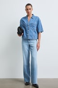 Jeansy wide leg damskie high waist niebieskie RW26-SJD306