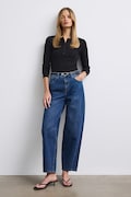 Slouchy džíny dámské s vybledlým efektem námořnické modré RW26-SJD500