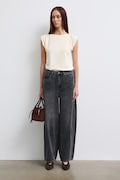 Jeansy slouchy damskie z efektem sprania szare RW26-SJD512