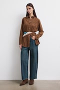 Medicine jeansy barrel damskie granatowe