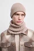 Fular tubular pentru bărbați din lână merino bej RW26-SOM700