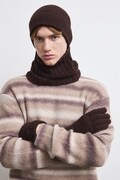 Fular tubular pentru bărbați din lână merino maro RW26-SOM700