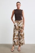 Spodnie culottes damskie z wiskozą z motywem zwierzęcym multicolor RW26-SPD011