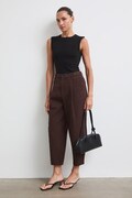 Spodnie chinos damskie bawełniane brązowe RW26-SPD103
