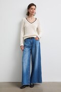 Sweter damski bawełniany ażurowy beżowy RW26-SWD031