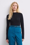 Sweter damski z wiskozą ażurowy czarny RW26-SWD050