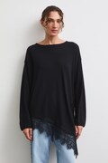 Sweter damski z wiskozą z koronką czarny RW26-SWD310
