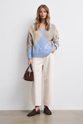 Medicine sweter damski z dodatkiem wełny niebieski