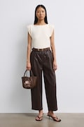 Torebka crossbody damska z imitacji skóry z haftami brązowa RW26-TOD204