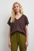T-shirt damski bawełniany gładki brązowy RW26-TSD010