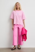 T-shirt damski bawełniany w paski różowy RW26-TSD106